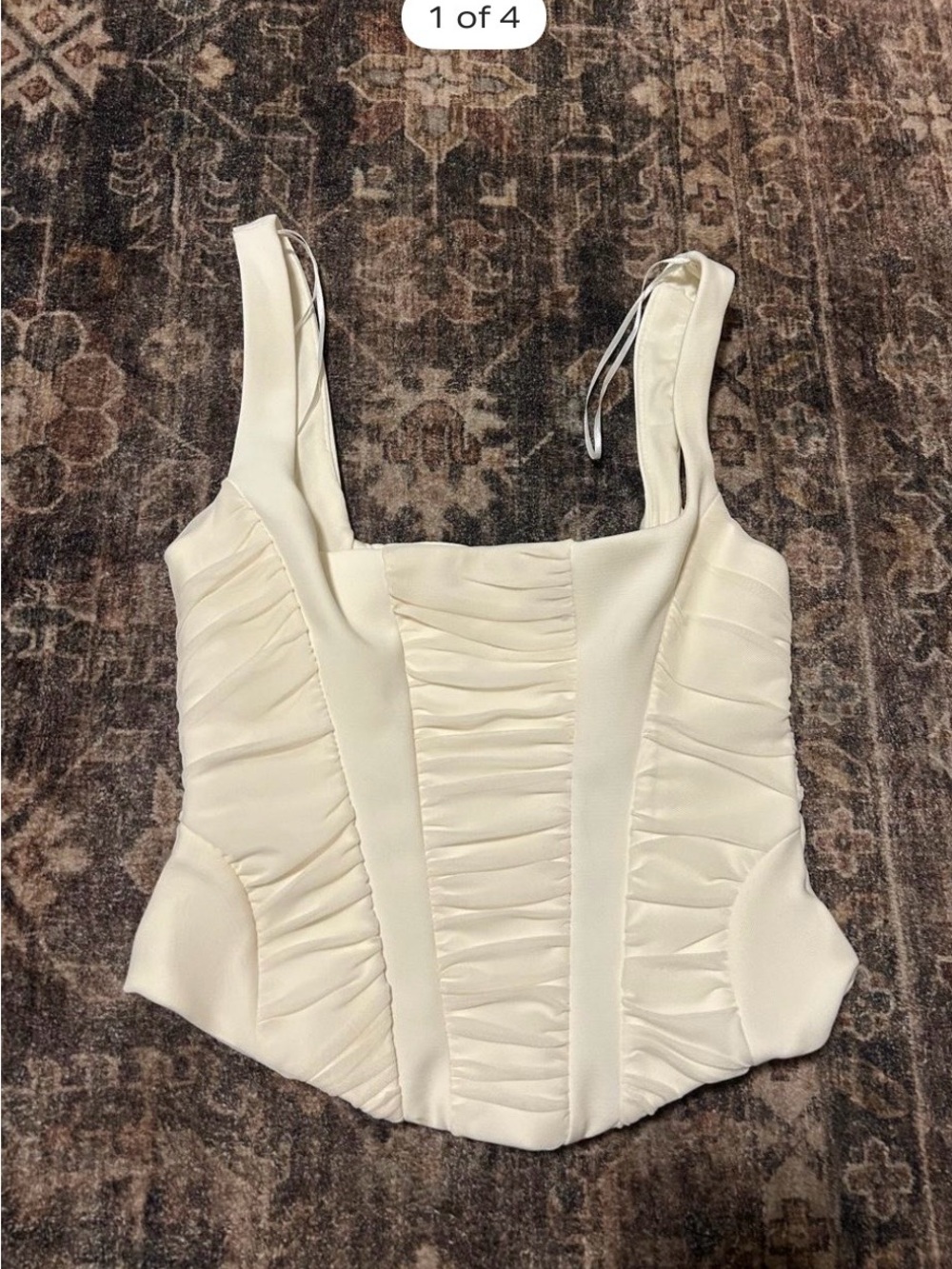 ZARA Women’s Cream Ruched Corset Tank Top